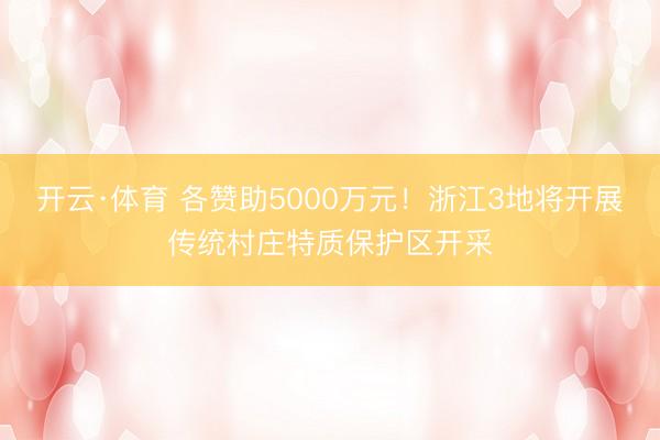 开云·体育 各赞助5000万元!浙江3地将开展传统村庄特质保护区开采