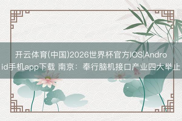 开云体育(中国)2026世界杯官方IOS|Android手机app下载 南京:奉行脑机接口产业四大举止