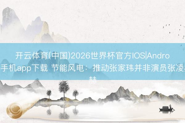开云体育(中国)2026世界杯官方IOS|Android手机app下载 节能风电:推动张家玮并非演员张凌赫