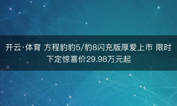 开云·体育 方程豹豹5/豹8闪充版厚爱上市 限时下定惊喜价29.98万元起