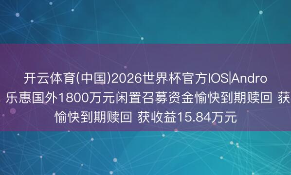 开云体育(中国)2026世界杯官方IOS|Android手机app下载 乐惠国外1800万元闲置召募资金愉快到期赎回 获收益15.84万元