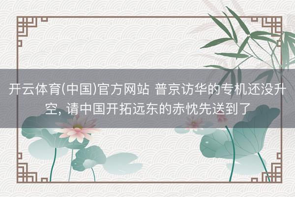 开云体育(中国)官方网站 普京访华的专机还没升空, 请中国开拓远东的赤忱先送到了