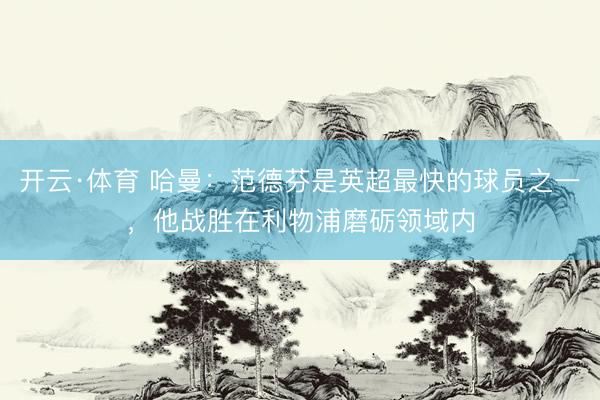 开云·体育 哈曼:范德芬是英超最快的球员之一,他战胜在利物浦磨砺领域内